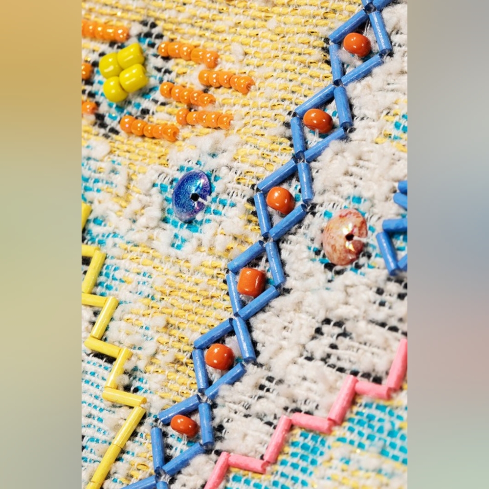 Boho Chic Backpack - Ethnic Inspired Pattern - Hand Beaded Accents - Fine Cotton - Picture 13 of 16
